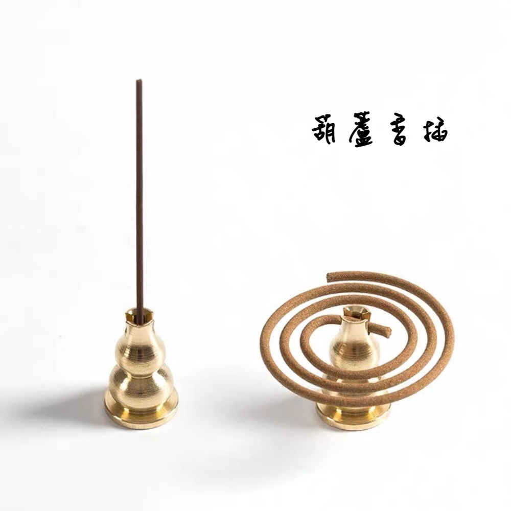 【A&R】招財開運 鏤空福祿鎏金香薰爐 附葫蘆香插, , large