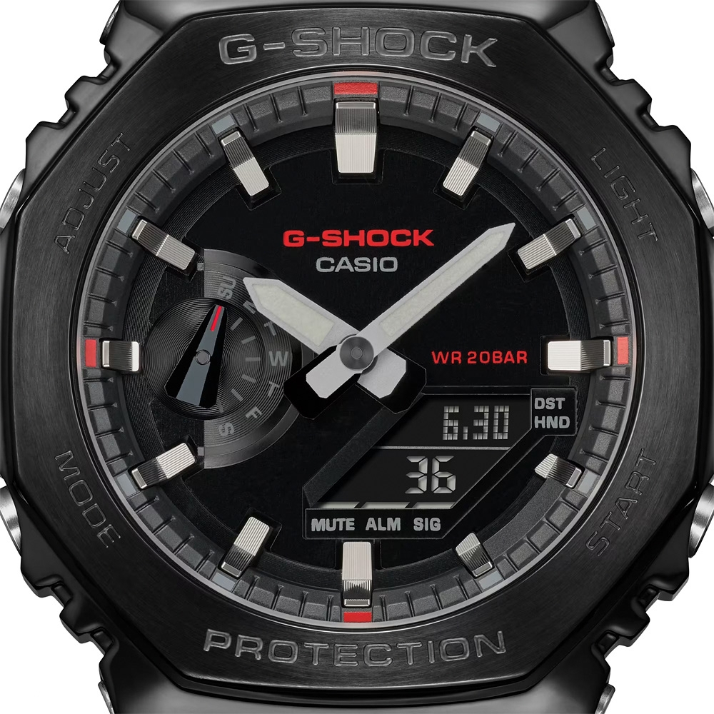CASIO 卡西歐 G-SHOCK 八角 金屬錶殼 雙顯手錶-黑 GM-2100CB-1A, , large
