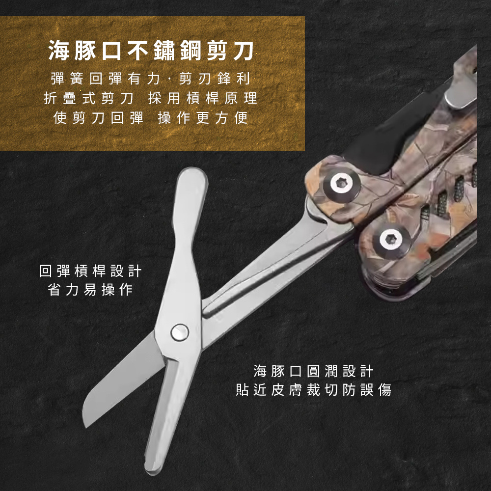 【金永利鋼刀】420不鏽鋼 13合一 多功能老虎鉗 摺疊瑞士刀 露營隨身工具組, , large