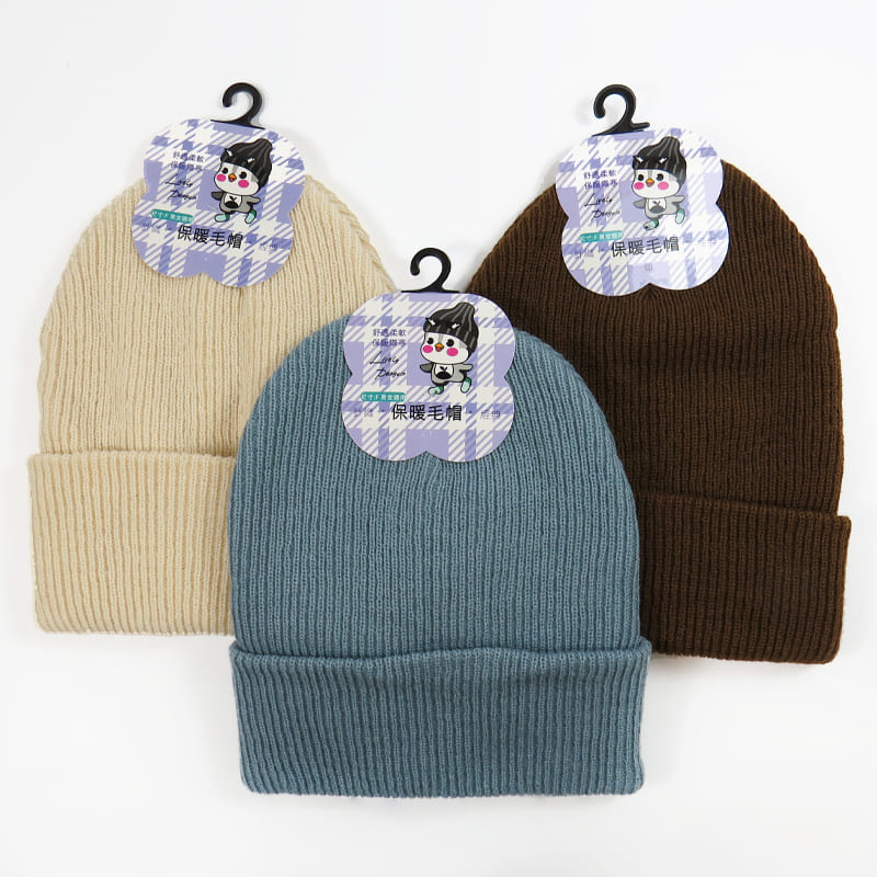 70216樂企鵝針織經典保暖毛帽-混色, , large