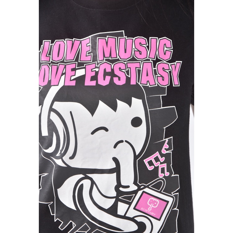 (S) ecstasy圖案黑色短袖上衣二手衣, , large