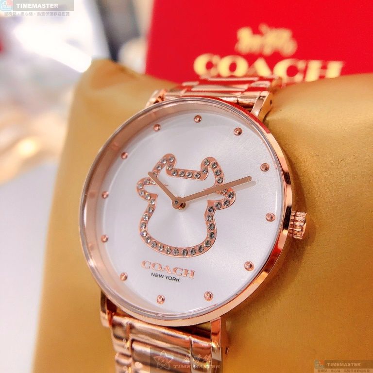 [星晴錶業]COACH手錶,36mm,CH00018白色錶面玫瑰金錶殼玫瑰金色精鋼錶帶款, , large