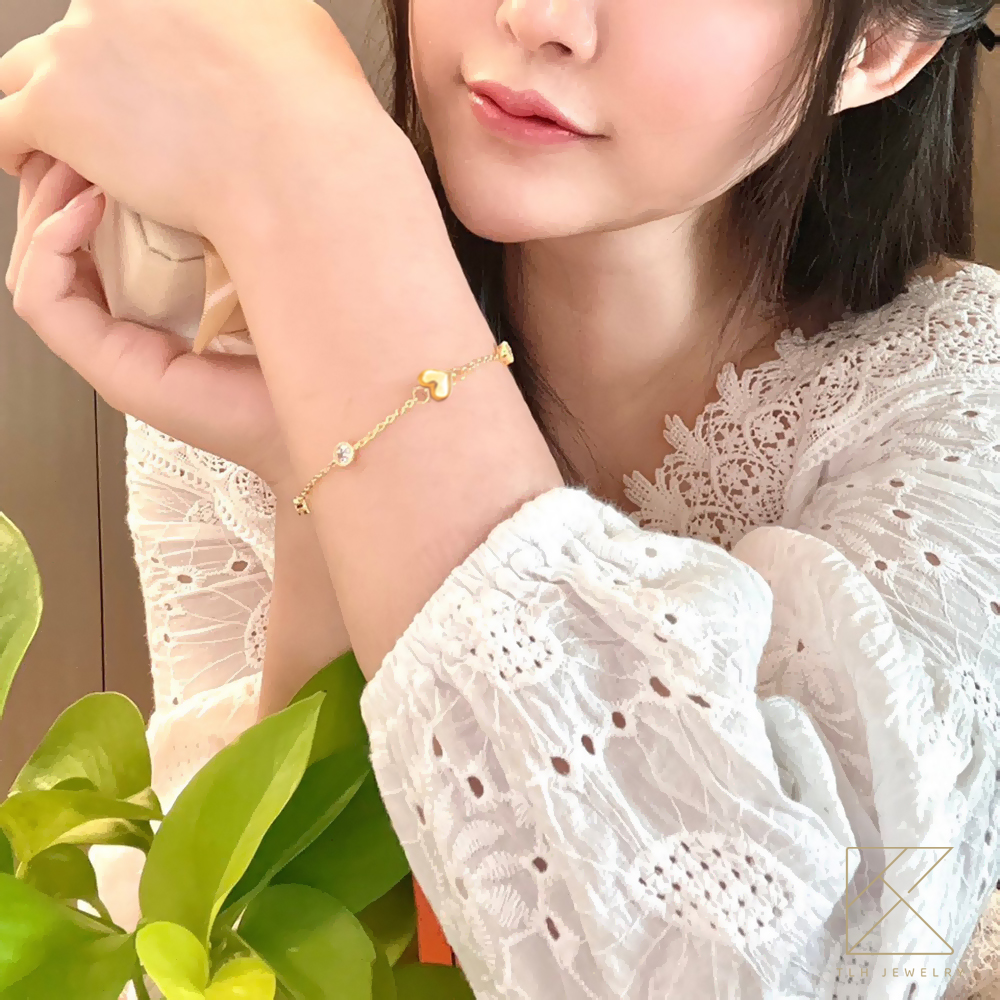 【TLH】黃金墜手鍊 純金999 蜜桃甜心 約重0.05錢±0.01, , large