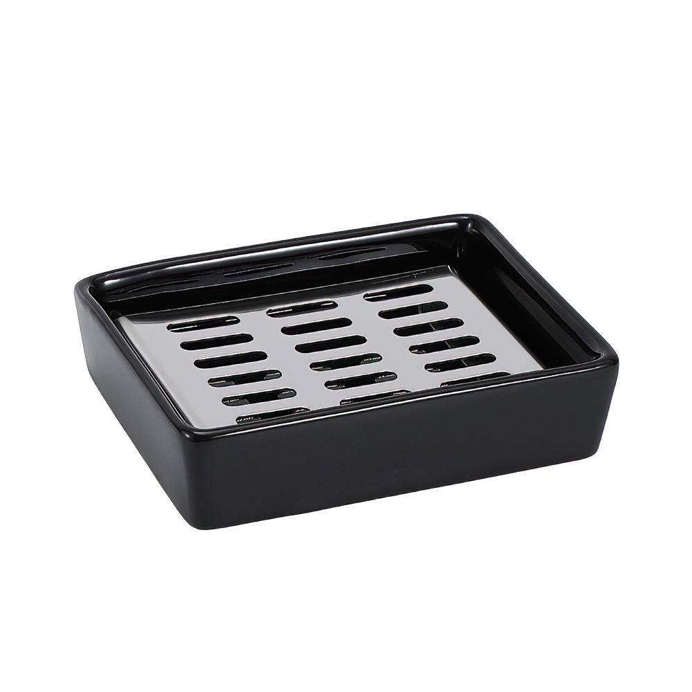 【上手家居】黑陶瓷肥皂盒(肥皂瀝水架/陶瓷肥皂架/香皂盒), , large