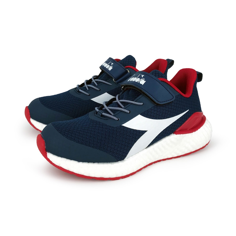 DIADORA迪亞多那 創新彈力科技大童鞋 童運動鞋 童鞋 魔鬼氈 透氣 保護後跟 緩震 止滑 藍白 黑綠 梅紅 藍粉, , large