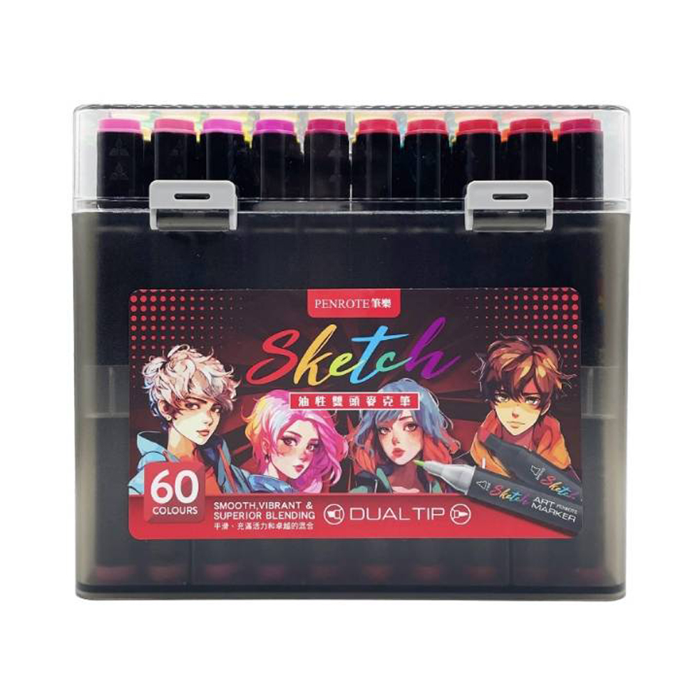 【筆樂 PENROTE】Sketch60色油性雙頭麥克筆 /盒 PE1465