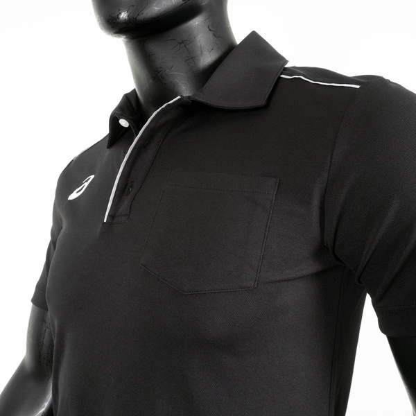 Asics 男 Polo衫 短袖 上衣 運動 休閒 吸濕 快乾 透氣 反光 亞瑟士 黑 [2033B516-001], , large