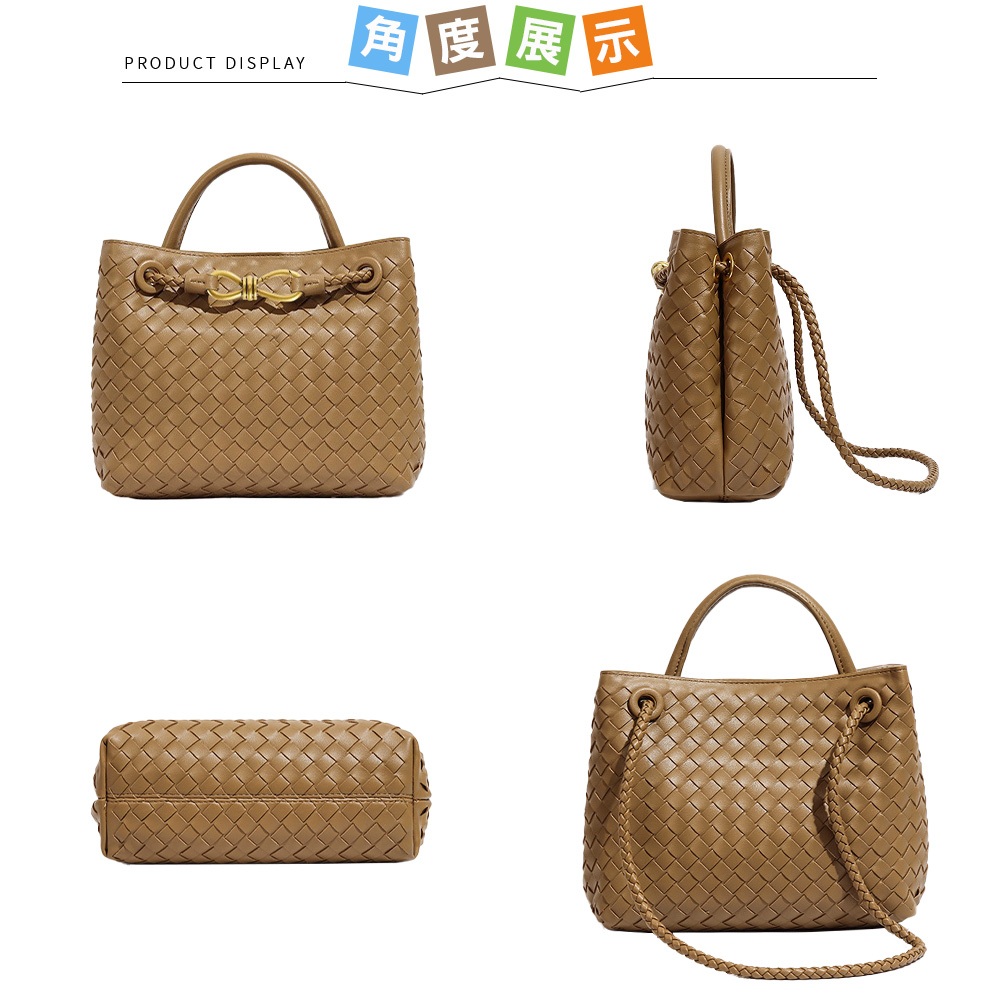 SPRING-時尚手工編織肩背包 簡約質感手提小方包-多色, , large