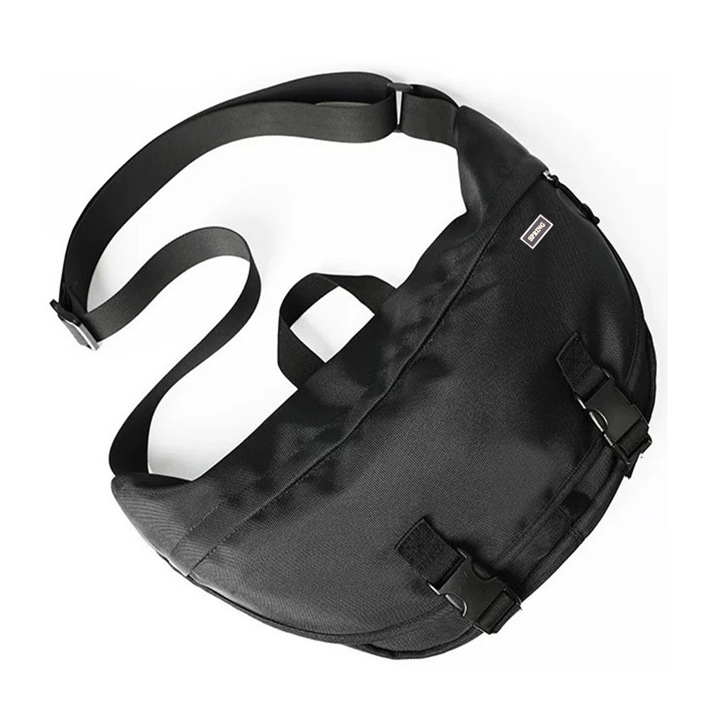 SPRING-尼龍大容量斜背包月牙包中性簡約插釦斜背包, , large