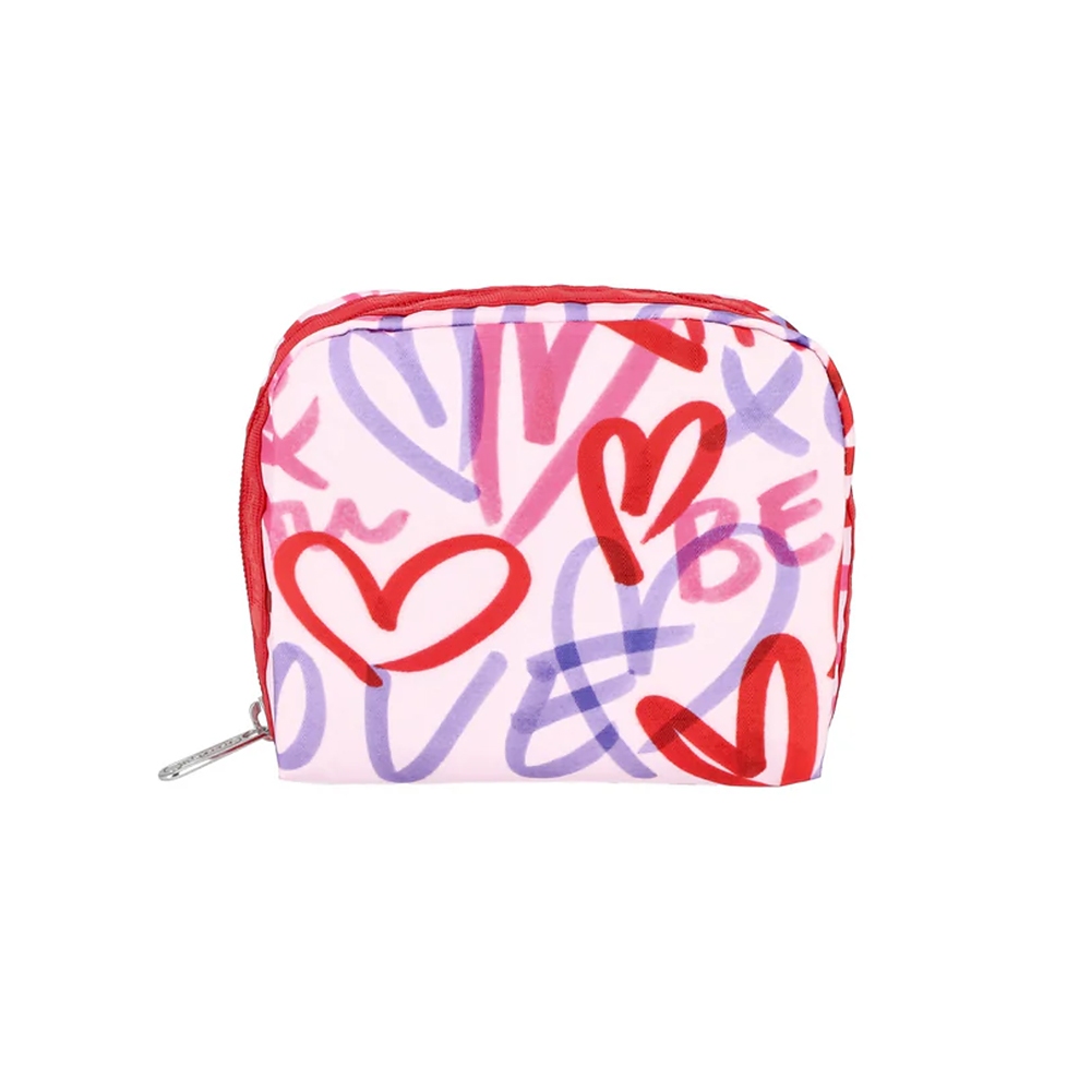 |快速出貨|Lesportsac Square Cosmetic 方形收納化妝包/ 愛情便條手繪風, , large