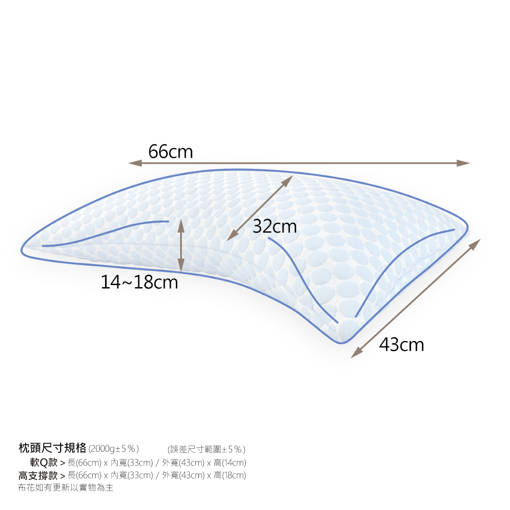 【 Vandino 】冰涼-月彎枕【親水支撐款】WINCOOL～【長66×內寬33×外寬43cm】, , large