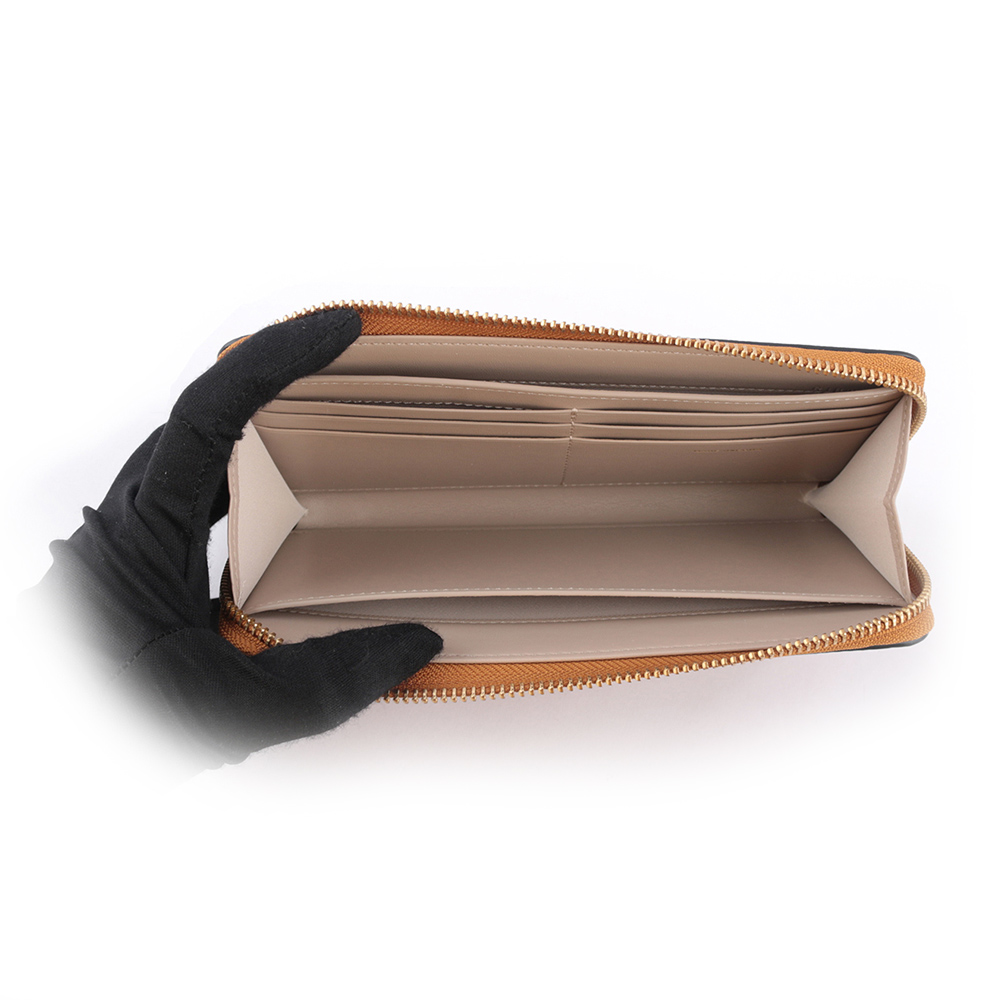 MARC JACOBS THE SLIM 84 山羊皮撞色附提把長夾/焦糖/奶茶色, , large