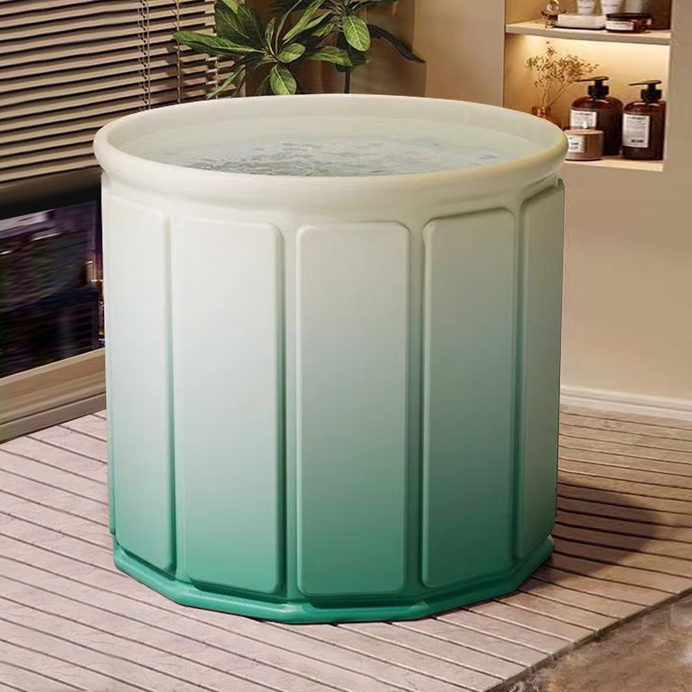 【AOTTO】免安裝特大款快速折疊泡澡桶-藍花(BJ-003B), , large