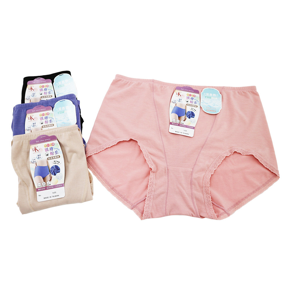 大尺碼萊賽爾蕾絲邊高腰女內褲-7948-Q(2XL)-3件, , large