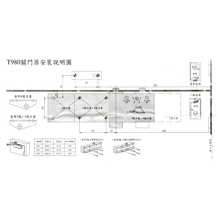 【防火級】門弓器 FHO982 外停 門開180度(可自行調整) 適用門重25~45KG 適用門寬900mm, , large