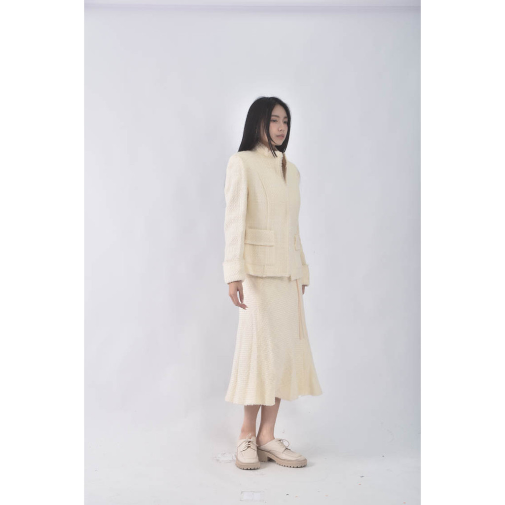 (XL) tonger小香風排扣白色套裝二手衣, , large