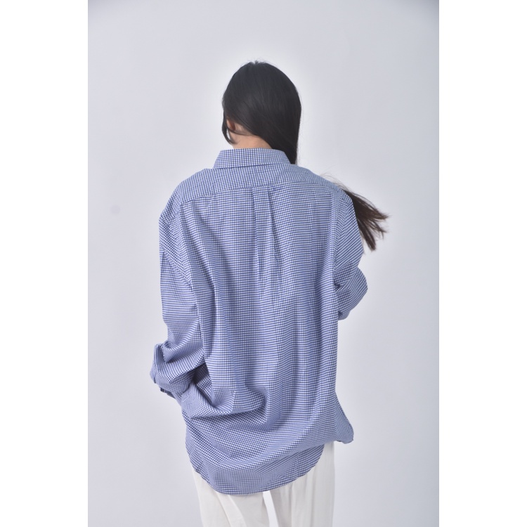(L) ralph lauren質感格紋藍色襯衫上衣二手衣, , large