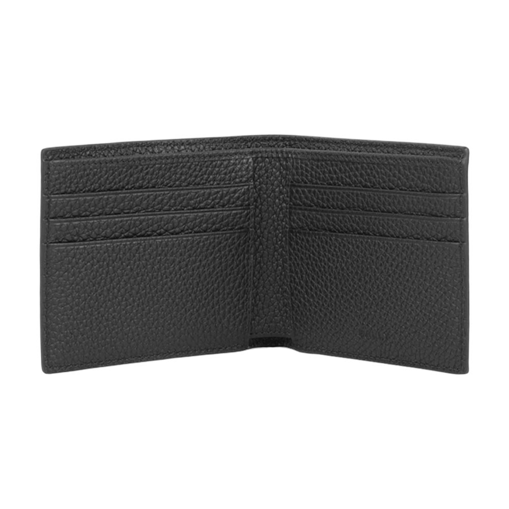 BALLY Ribbon 紅白條紋牛皮6卡對開短夾(黑色), , large