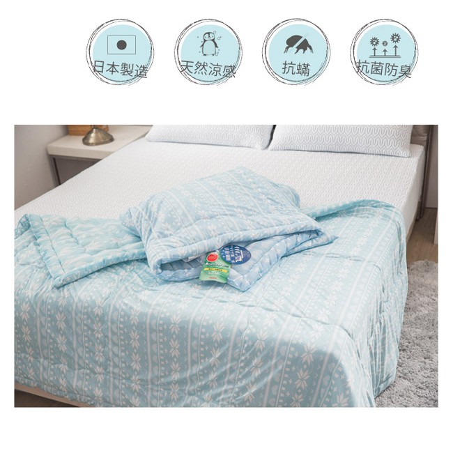 【格藍傢飾】日本製涼感抗菌夏被-雪花藍/雪花綠 (加碼送記憶枕), , large