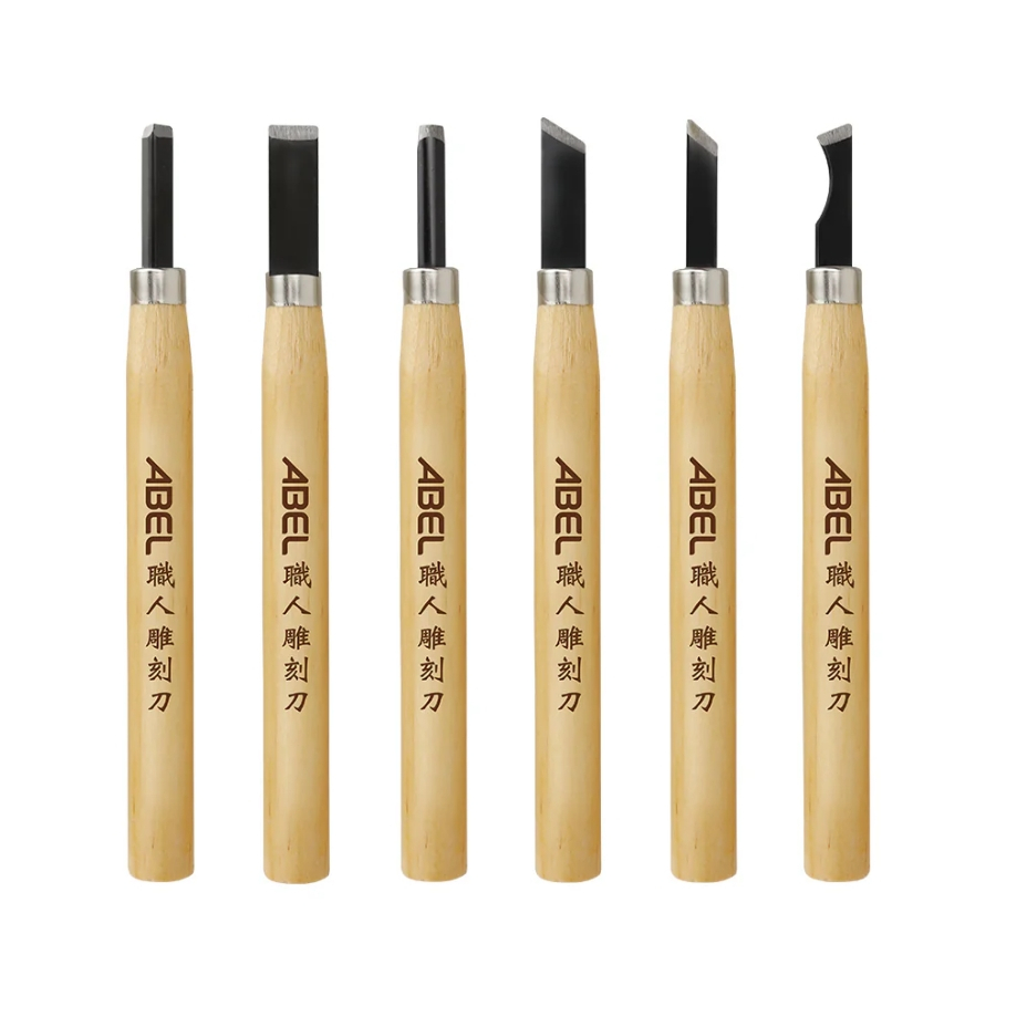 力大牌ABEL 02017職人雕刻刀附磨刀石-6入/盒, , large