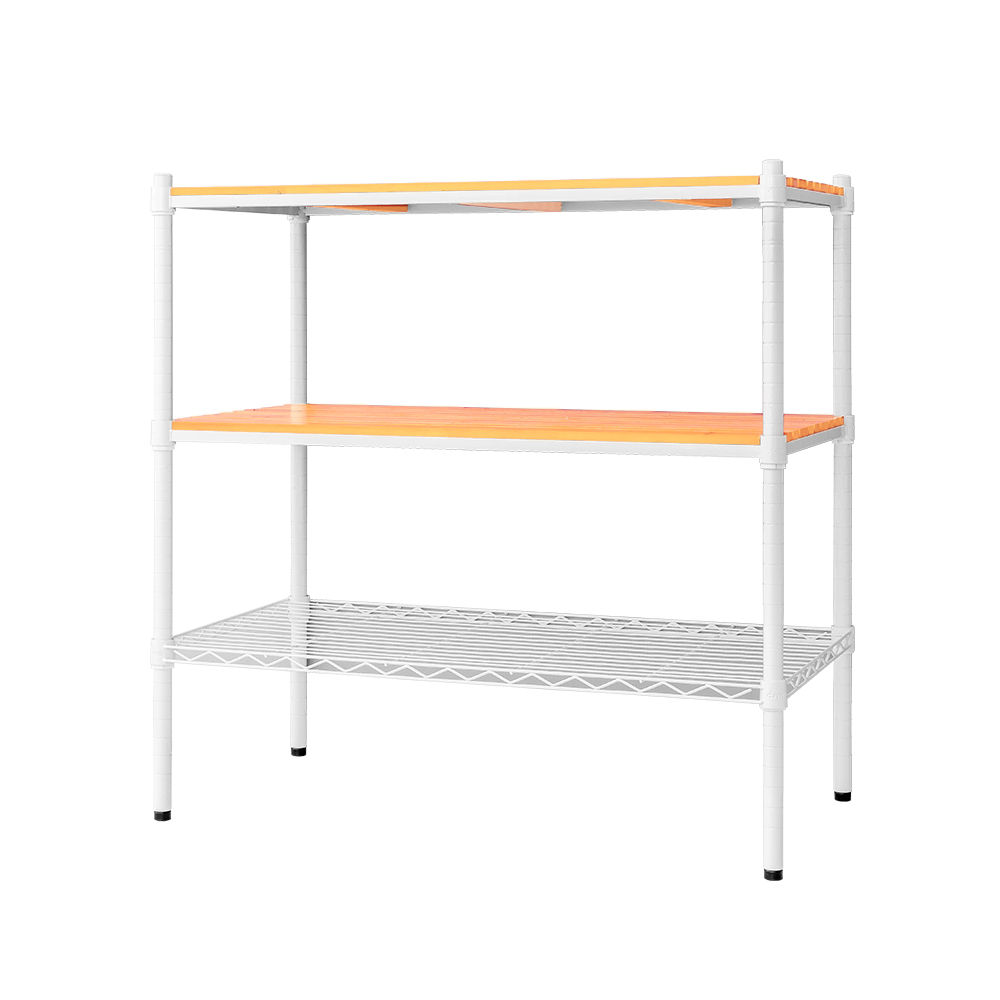 【Y HOUSE】90x45x90 cm pine three-layer storage rack rack iron rack - painted white wood, , large