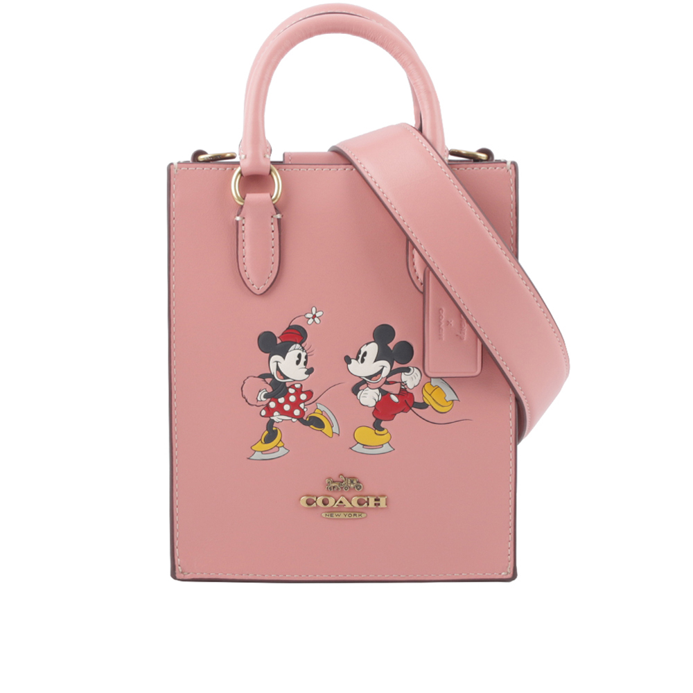 COACH Disney X Coach 米奇米妮溜冰圖案迷你二用琴譜包/淺腮紅粉, , large