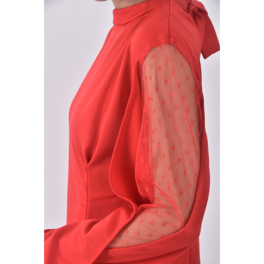 (L) 綁帶紅色洋裝二手衣, , large