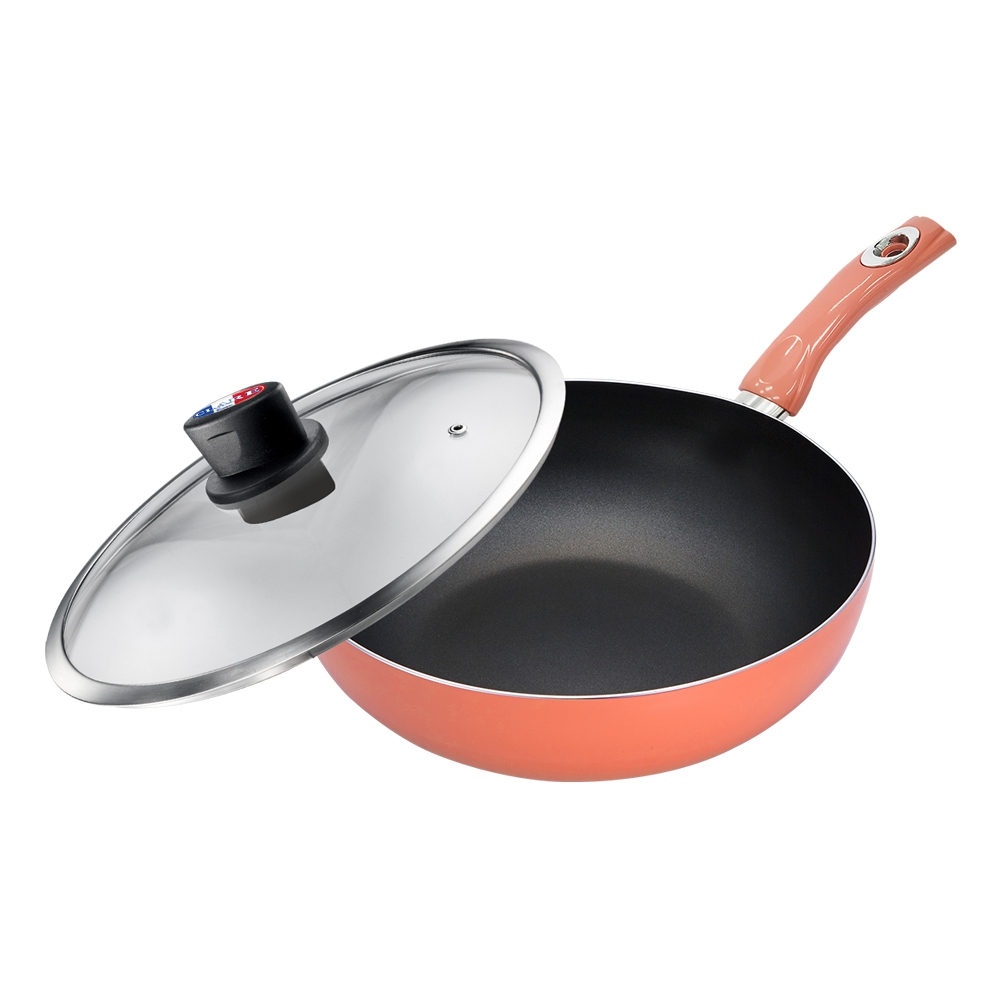 CLARE 可蕾爾 絢彩不沾炒鍋深型炒鍋IH附蓋 32cm-Leidea樂德兒, , large