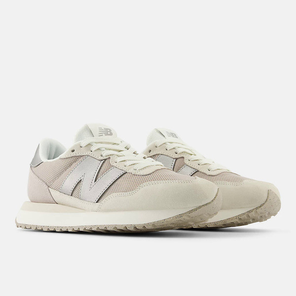 Kixpress-New Balance 女 休閒鞋 運動 復古 B楦 NB 237 緩震 舒適 灰奶杏 [WS237MSB], , large