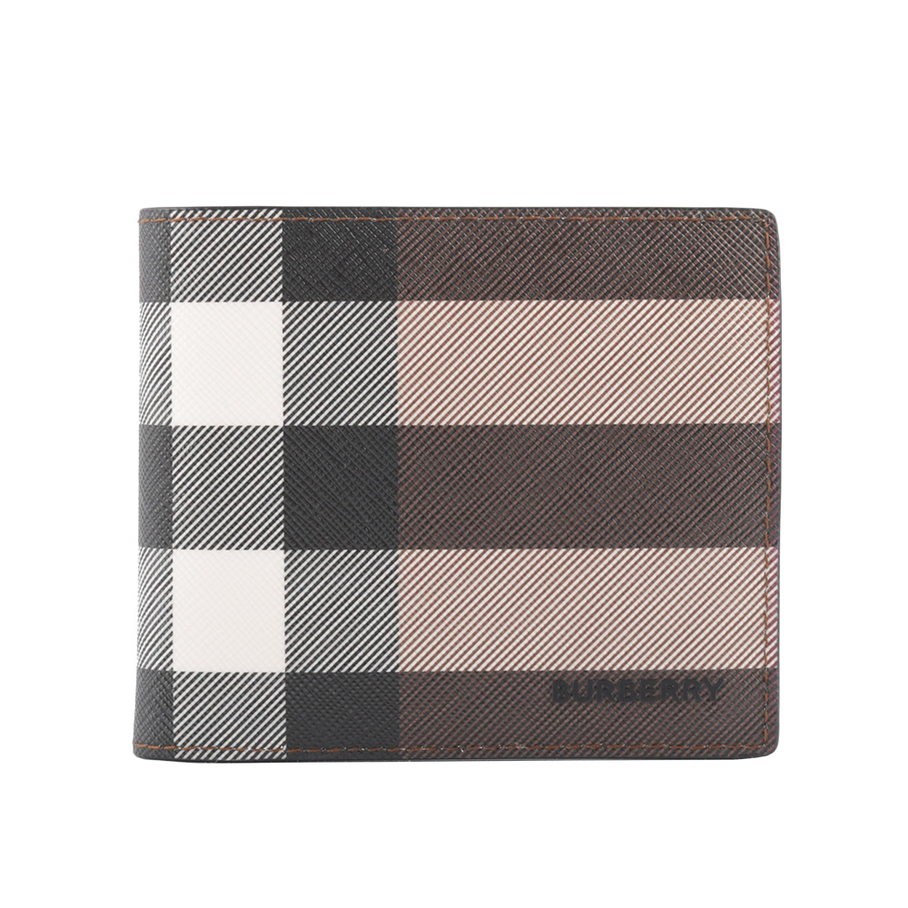 BURBERRY 經典格紋帆布對開零錢袋短夾/暗樺木棕色, , large