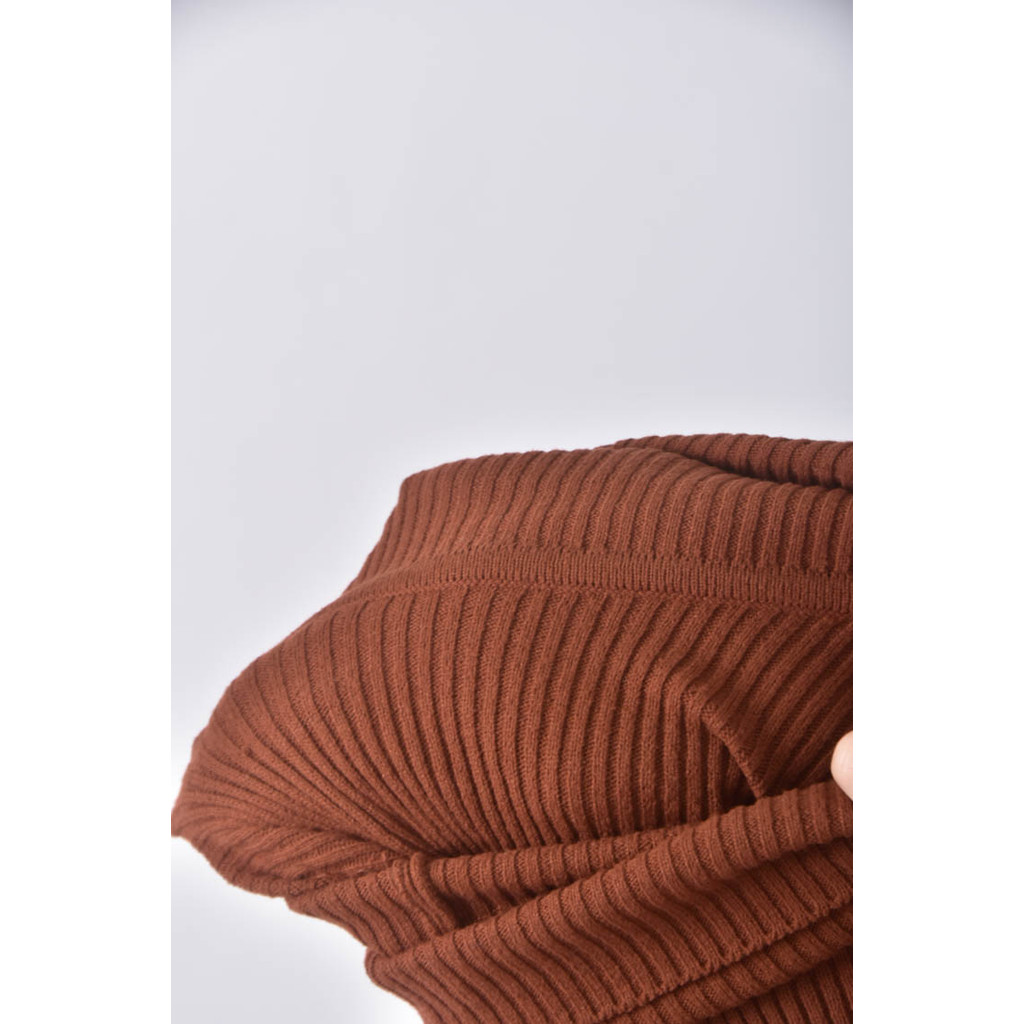 (S) 針織高領棕色長袖上衣二手衣, , large