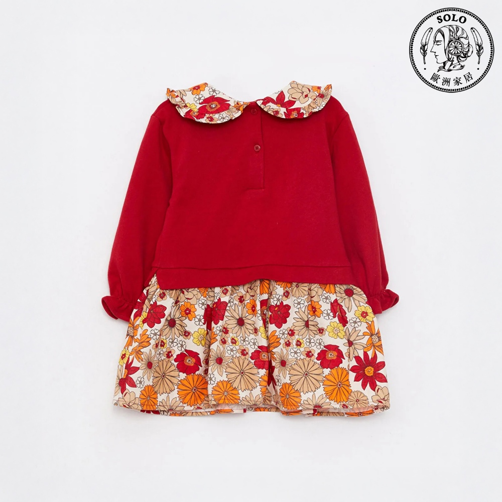 【SOLO歐洲家居】LCW 紅色花卉長袖連身裙 氣質紅色小花 長袖上衣 嬰兒服 寶寶服 女寶童裝 土耳其製造 18-24月, , large