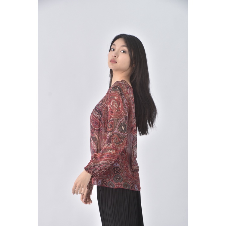 (S) sportmax質感變形蟲紅色長袖上衣二手衣, , large