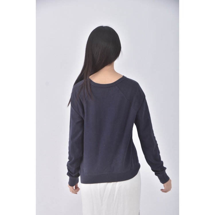 (M) abercrombie fitch質感棉質logo藍色長袖上衣二手衣, , large