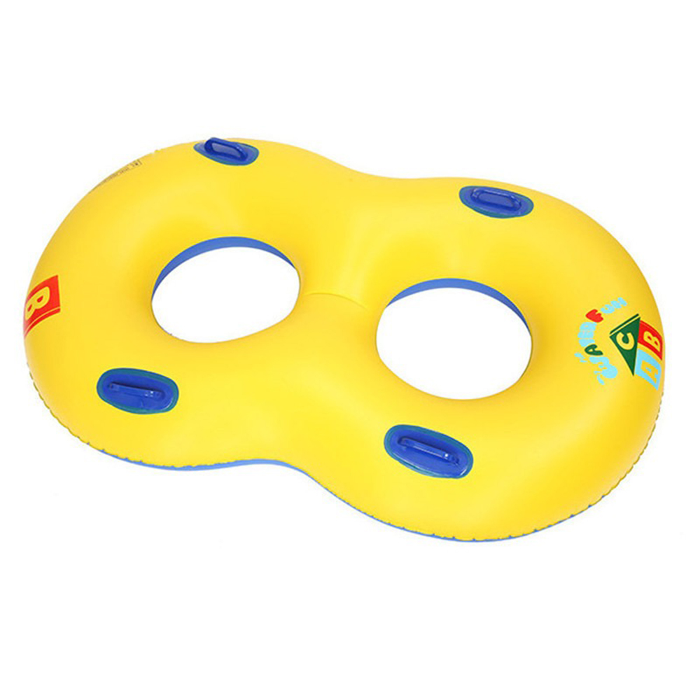 Thickened ABC inflatable figure-eight swimming ring with handles for parents and children, inflatable float, double swimming ring, water skiing ring, drifting ring, water leisure products., , large