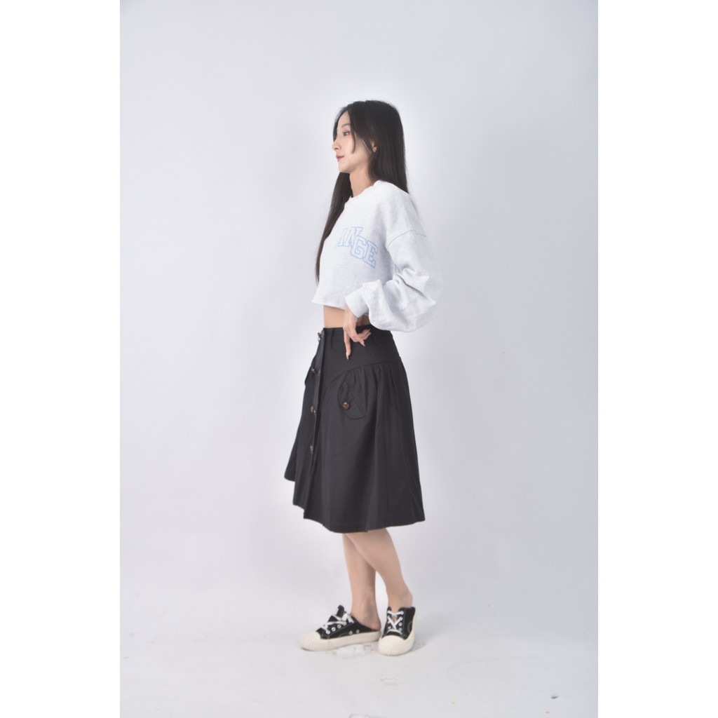 (2XL) d accord質感百褶黑色長裙二手衣, , large