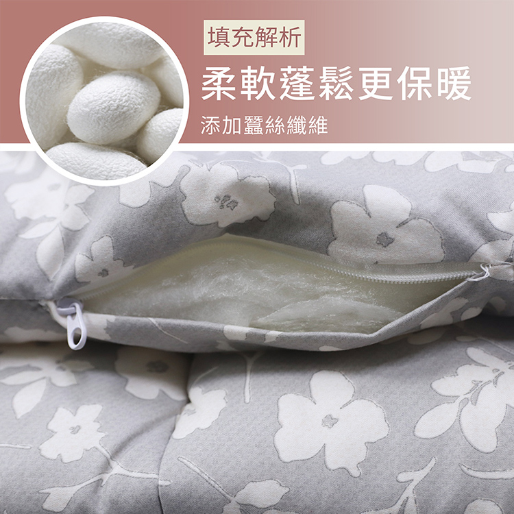 INDAIN鍺抗菌可水洗蠶絲被/棉被胎-靜謐灰, , large