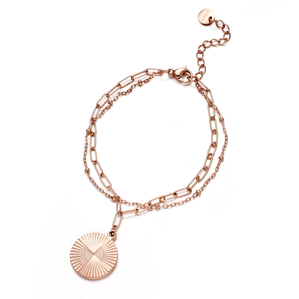 ULOO Glimmer 圓形設計圖騰手鍊-玫瑰金 UB2000230, , large