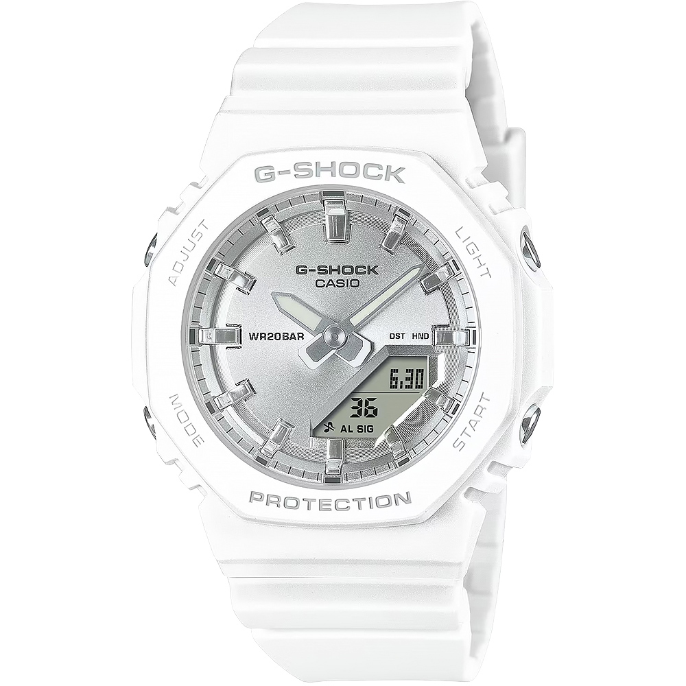 CASIO 卡西歐 G-SHOCK 海波粼粼 蒸鍍光澤雙顯手錶 GMA-P2100VA-7A