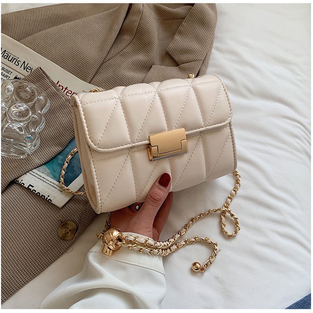 SPRING-菱格小香風鍊條包 刺繡鍊條小斜背包 鐵鍊小方包 -多色, , large