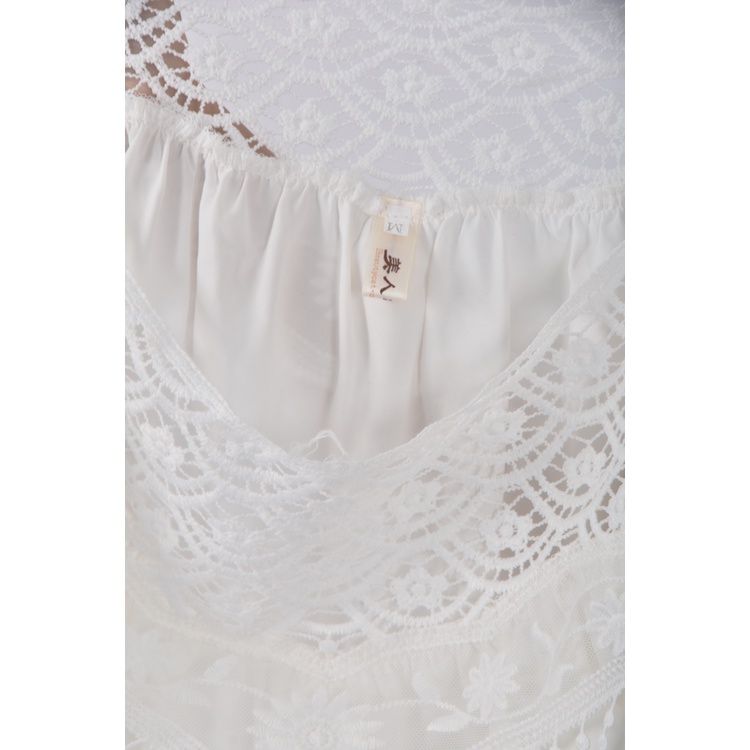 (L) 蕾絲邊白色長袖上衣二手衣, , large