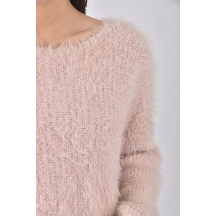 (F) 【智恩私服】質感修身短版針織毛毛粉色長袖上衣二手衣, , large