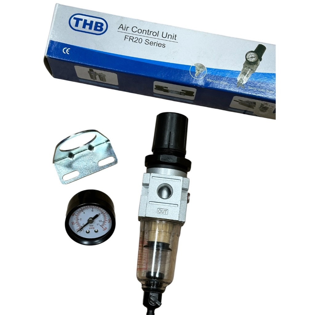 WIN五金 台灣製造 THB FR-202 HB 2分 迷你濾水調壓組 FR202 空壓機濾水器 調壓 濾水 附錶, , large