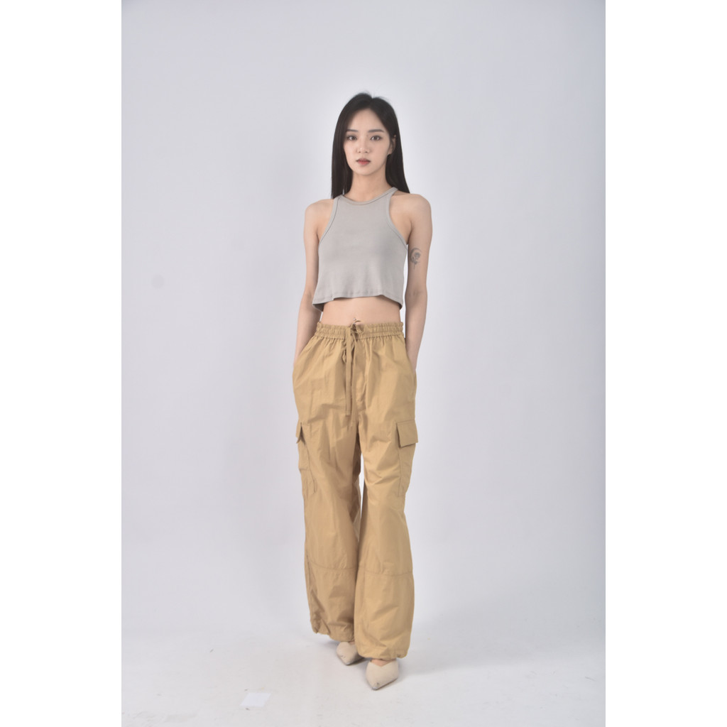 (S) uniqlo高腰質感工裝黃色長褲二手衣, , large