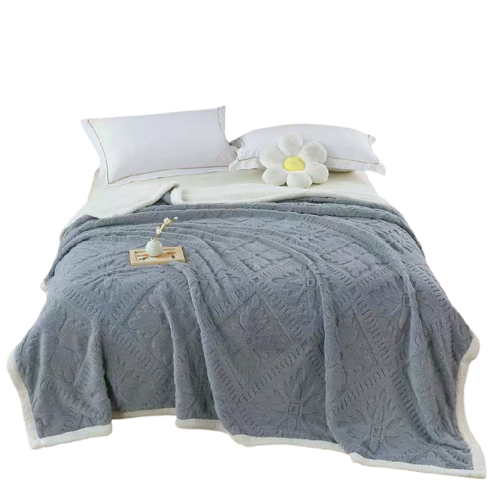 【家購網嚴選】立體雪花造型雙色莫瑞絨毯-藍色150x200cm/入, , large