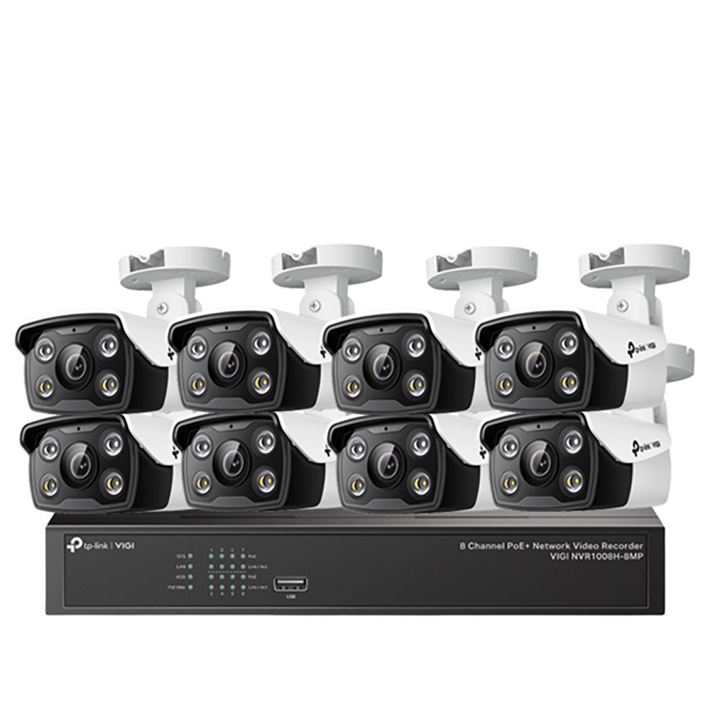 TP-LINK昌運監視器組合 VIGI NVR1008H-8MP 8路主機+VIGI C340 4MP槍型網路攝影機*8, , large