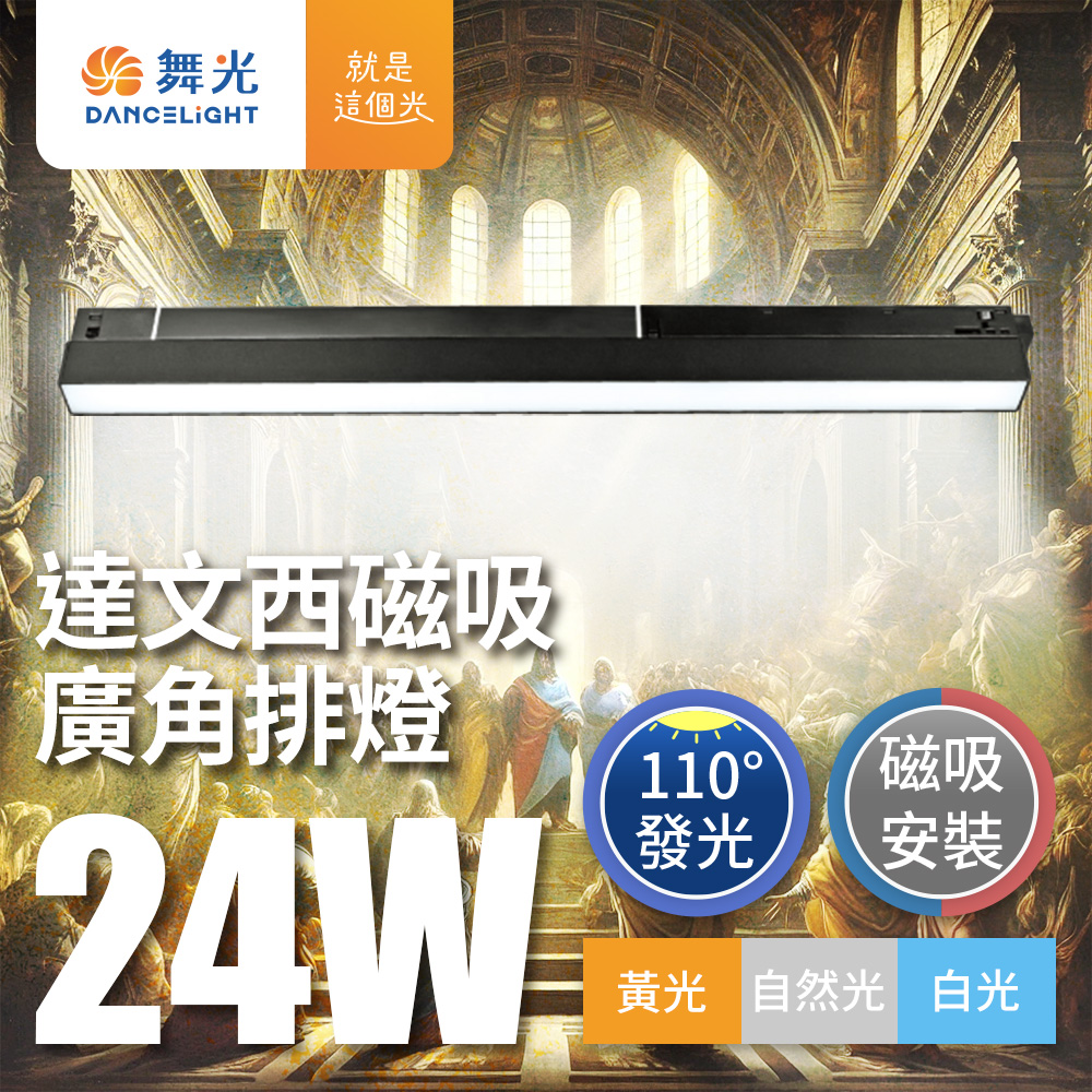 DanceLight 2-in-1 24W Da Vinci Magnetic 110-degree wide-angle row light track light spotlight anti-glare design (white light), , large