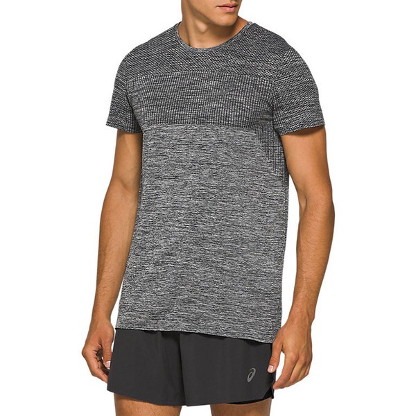 Asics Top 男 短袖 涼感 無縫 運動 訓練 慢跑 反光 柔軟 舒適 灰 [2011A784-001], , large