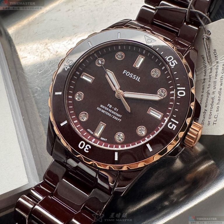 [星晴錶業]FOSSIL手錶,36mm,FS00134桃紅色錶面桃紅色錶殼桃紅色陶瓷錶帶款, , large