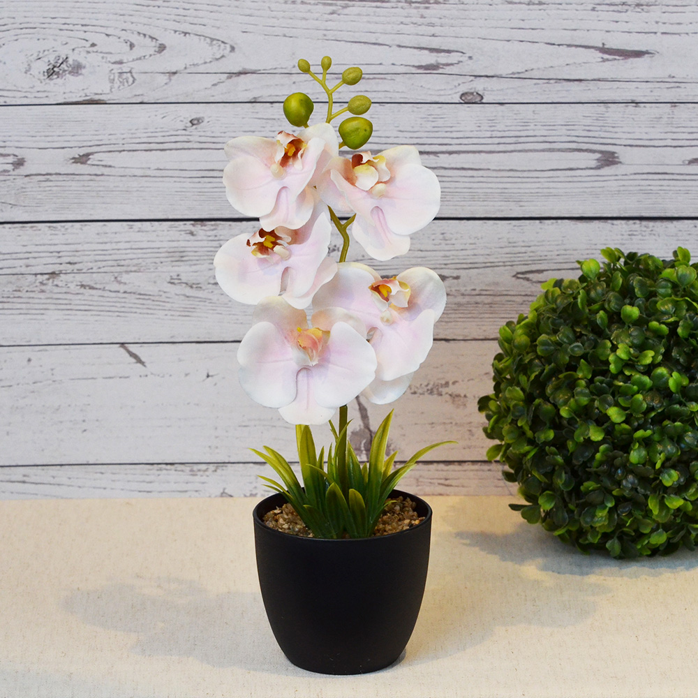 【YU Living】人造小蘭花盆 仿真蘭花盆栽 高30cm-粉色, , large